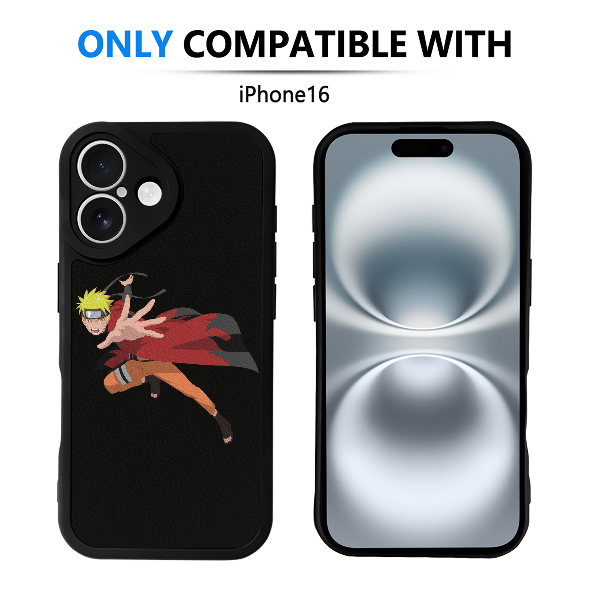 （画像用） NARUTO -ナルト- うずまき ナルト Uzumaki Naruto 【iPhone 16シリーズ対応】シリコンスマホケース（レザー調） 材質：シリコン